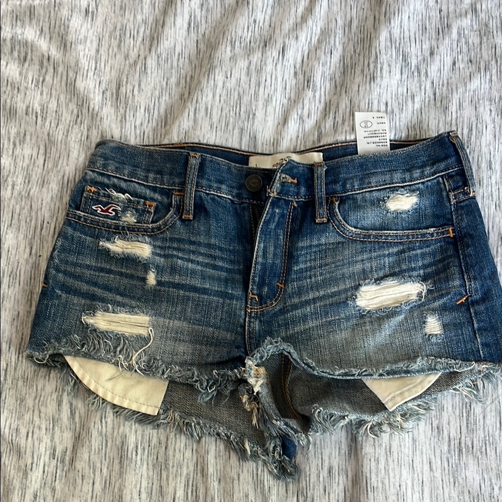 Hollister Ripped Blue Denim Shorts